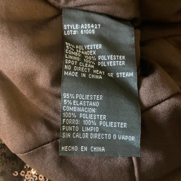 Betsy & Adam Long Sleeve Sequined Mini Sheath Party Cocktail Dress Brown Size 6 - Picture 11 of 13